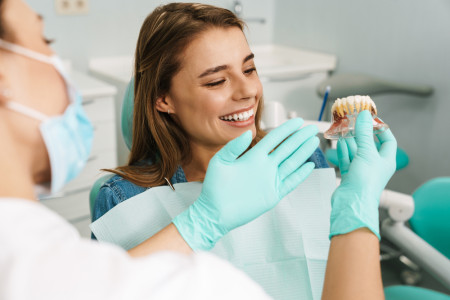 smiling patient in dental clinic