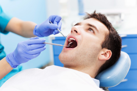 teeth examined at dentist office