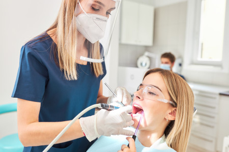 dental clinic with female dentist